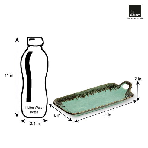 Green Reactive Glaze Ceramic Handled Platter – 3 Sizes