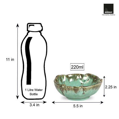 Ceramic Wavy Bowl Green Glaze – 5"/7" Sizes