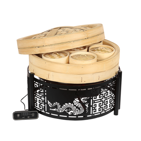 Makrey DimSum Station 21" (Dragon) w/Induction/ Inserts (Blk/Red)