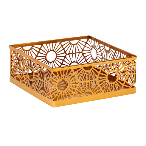 Makrey Stainless Steel Hexagon Cut-Work Square Riser Set of 3 – Rose Gold