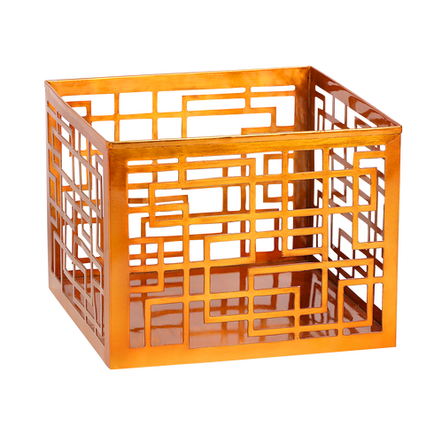 Makrey Square Cut-Work Riser Set of 3 – Rose Gold Buffet Elevation