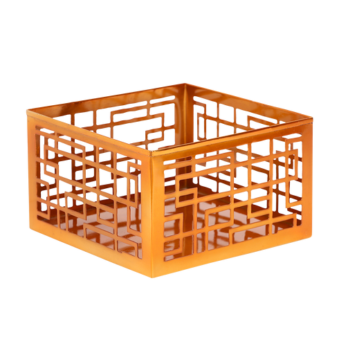 Makrey Square Cut-Work Riser Set of 3 – Rose Gold Buffet Elevation
