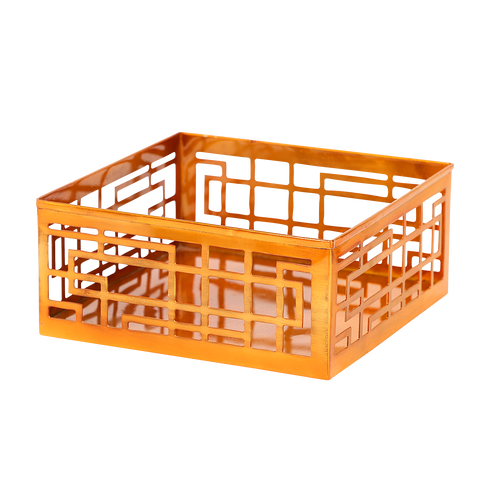 Makrey Square Cut-Work Riser Set of 3 – Rose Gold Buffet Elevation
