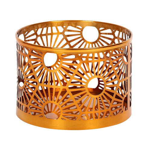Makrey Stainless Steel Hexagon Cut Round Riser Set of 3 – Rose Gold Elevation