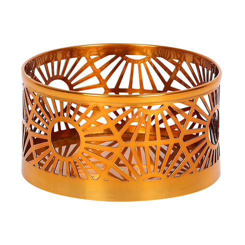 Makrey Stainless Steel Hexagon Cut Round Riser Set of 3 – Rose Gold Elevation