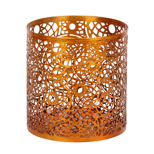 Makrey Stainless Steel Round Cut-Work Riser Set of 3 – Rose Gold Elevation