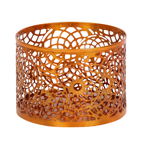 Makrey Stainless Steel Round Cut-Work Riser Set of 3 – Rose Gold Elevation