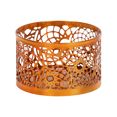 Makrey Stainless Steel Round Cut-Work Riser Set of 3 – Rose Gold Elevation