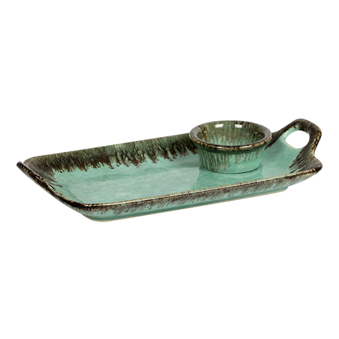 Green Reactive Glaze Ceramic Handled Platter – 3 Sizes