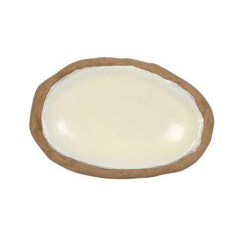 Makrey Red Clay Stone Bowl – Oval Flat 9" | Ivory Matt Glaze | Handcrafted Organic-Edge Ceramic Serving Plate | Bread, Appetizer & Sharing Platter for Restaurant & Home Dining