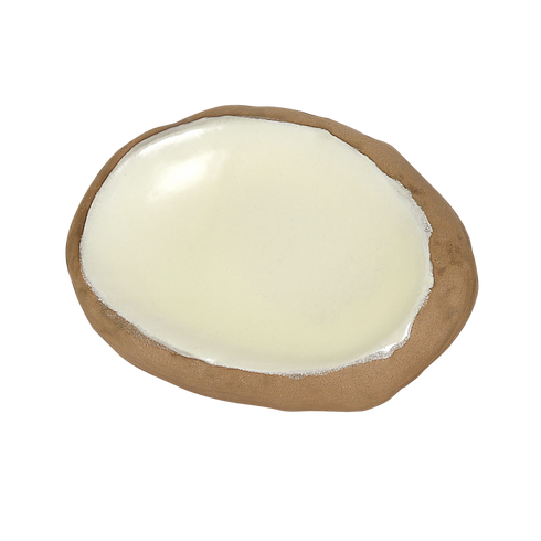 Makrey Red Clay Stone Bowl – Oval Flat 9" | Ivory Matt Glaze | Handcrafted Organic-Edge Ceramic Serving Plate | Bread, Appetizer & Sharing Platter for Restaurant & Home Dining