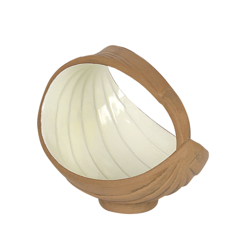Makrey Red Clay Bag-Shape Bowl – 6" | Ivory Matt Glazed Interior | Handcrafted Ribbed Stoneware | Sculptural Footed Serving Bowl for Curry, Snacks & Statement Table Styling