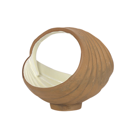 Makrey Red Clay Bag-Shape Bowl – 6" | Ivory Matt Glazed Interior | Handcrafted Ribbed Stoneware | Sculptural Footed Serving Bowl for Curry, Snacks & Statement Table Styling