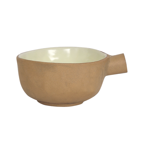 Makrey Red Clay Triangle Soup Bowl with Handle – Ivory Matt Glaze | Handcrafted Ceramic Stoneware | 450ML | French Onion & Soup Bowl for Restaurant & Home Dining