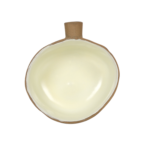 Makrey Red Clay Triangle Soup Bowl with Handle – Ivory Matt Glaze | Handcrafted Ceramic Stoneware | 450ML | French Onion & Soup Bowl for Restaurant & Home Dining
