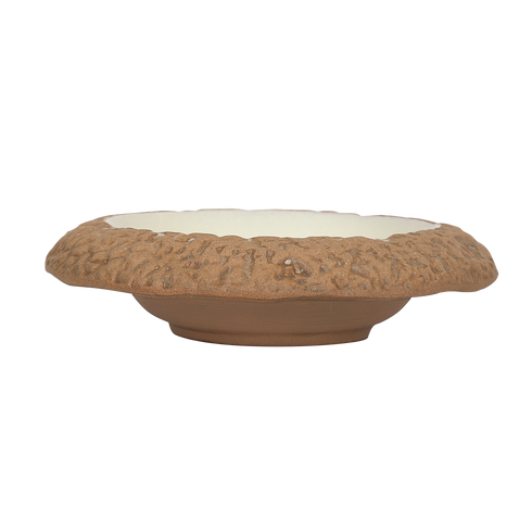 Makrey Red Clay Bowl – 7" Wide Textured Collar Rim | Ivory Matt Glazed Interior | Handcrafted Stoneware | 300ML | Pasta, Salad & Snack Serving Bowl for Home & Restaurant