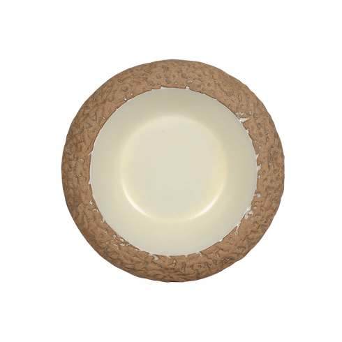 Makrey Red Clay Bowl – 7" Wide Textured Collar Rim | Ivory Matt Glazed Interior | Handcrafted Stoneware | 300ML | Pasta, Salad & Snack Serving Bowl for Home & Restaurant