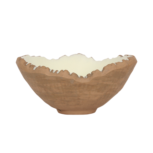 Red Clay Stone Bowl – Oval Deep, Broken-Edge Rim | 1500ML