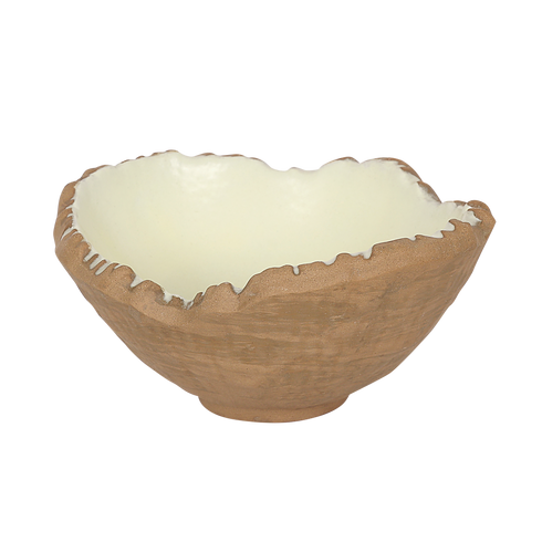 Red Clay Stone Bowl – Oval Deep, Broken-Edge Rim | 1500ML