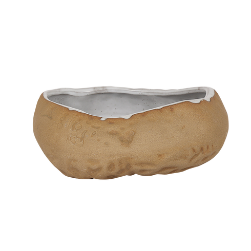 Red Clay Oval Stone Bowl 6"