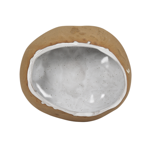 Red Clay Oval Stone Bowl 6"