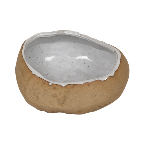 Red Clay Oval Stone Bowl 6"