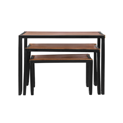 Makrey Wood & Iron Rectangular Riser Table Set of 3 – Buffet Elevation