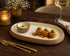 Makrey Red Clay Oblong Platter with Attached Dip Bowl – 10" Collar Rim | Ivory Matt Glaze | Handcrafted Ceramic Serving Set | Appetizer, Chaat & Dip Platter for Restaurant & Home Dining