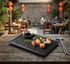 Black Matt Rectangular Ceramic Serving Platter 13x9" | Grooved Stoneware Tray with Depression Design – Ideal for Appetizers, Starters & Party Serving