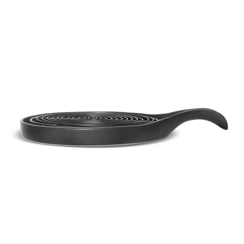 Makrey Ceramic Frypan-Shape Serving Platter – Matte Black | Handcrafted Skillet-Style Tray with Handle | Available in 8" & 12" | Rustic Serving Board for Bread, Appetizers & Tapas