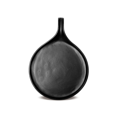 Makrey Ceramic Frypan-Shape Serving Platter – Matte Black | Handcrafted Skillet-Style Tray with Handle | Available in 8" & 12" | Rustic Serving Board for Bread, Appetizers & Tapas