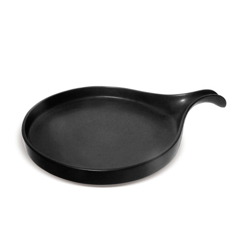 Makrey Ceramic Frypan-Shape Serving Platter – Matte Black | Handcrafted Skillet-Style Tray with Handle | Available in 8" & 12" | Rustic Serving Board for Bread, Appetizers & Tapas