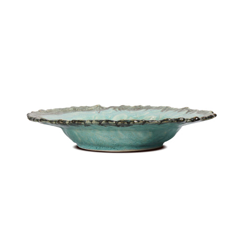 Ceramic Pasta Plate Broken Edge – Green Glaze