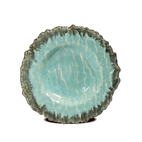 Ceramic Pasta Plate Broken Edge – Green Glaze