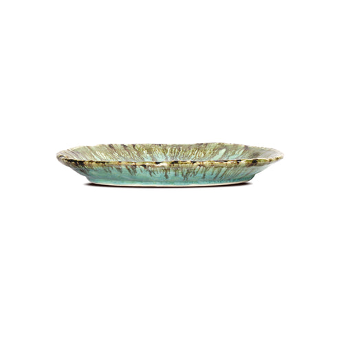 Cer. Stone Plate TRIANGLE 10" (Green Flw Studio)