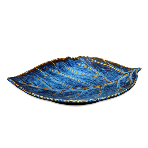 Ceramic Leaf Platter Set – 6", 9", 11" & 13" | Handcrafted Stoneware Leaf-Shaped Serving Tray for Dining & Décor