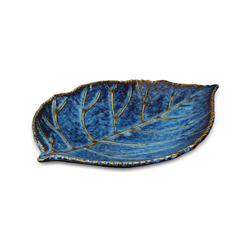 Ceramic Leaf Platter Set – 6", 9", 11" & 13" | Handcrafted Stoneware Leaf-Shaped Serving Tray for Dining & Décor