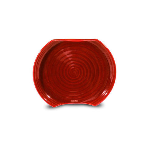 Ceramic Cut Plate Rippled Diamond Red