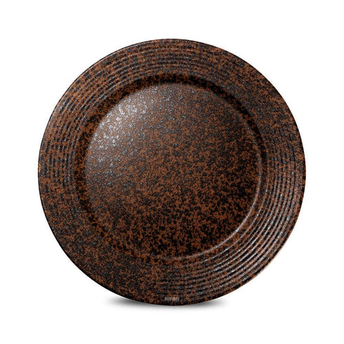 Ceramic Dinner Qtr Plates Georgen Rippled Copper Antique