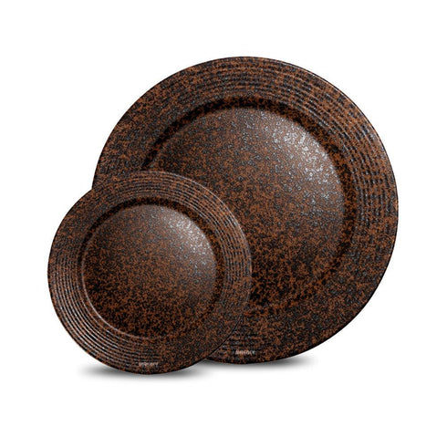 Ceramic Dinner Qtr Plates Georgen Rippled Copper Antique