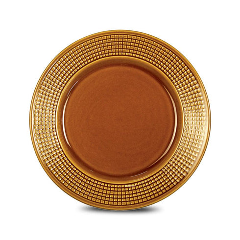Ceramic Dinner Qtr Plates Georgen Jali-Cut Honey