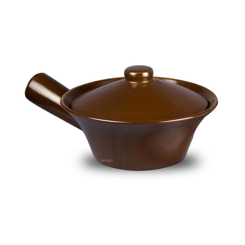 Ceramic Biryani Pot w-Lid/Hdl Chocolate Brown-8"