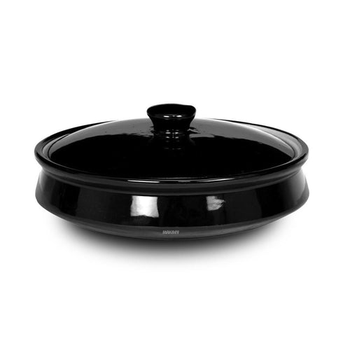 Ceramic Biryani Handi Shallow Dampukht w/Lid Blk Shiny