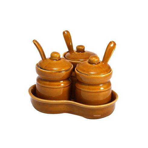 Ceramic Star Condiment/ Sauce Set Honey