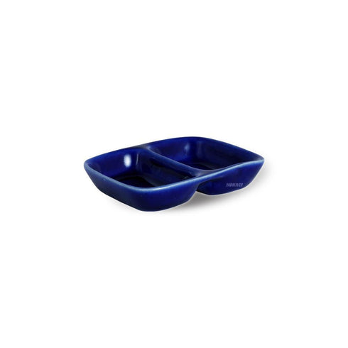 Ceramic Condiment Tray (2-Partition) MINI Blue Dip
