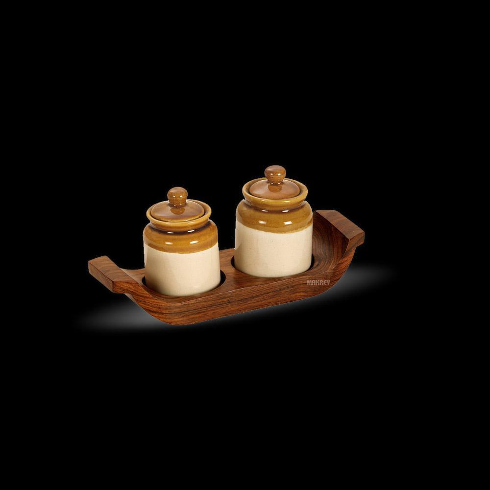 Ceramic Shikara Martaban 3" Pickle set (2n1)