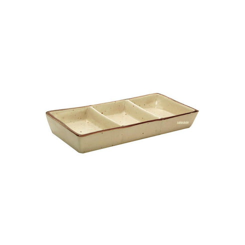 Ceramic Condiment Tray RECT (3-Partition) CMD