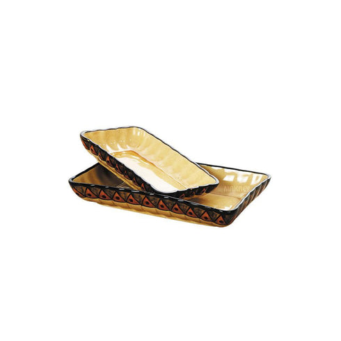 Ceramic Dessert Dish Rectangle Fluted