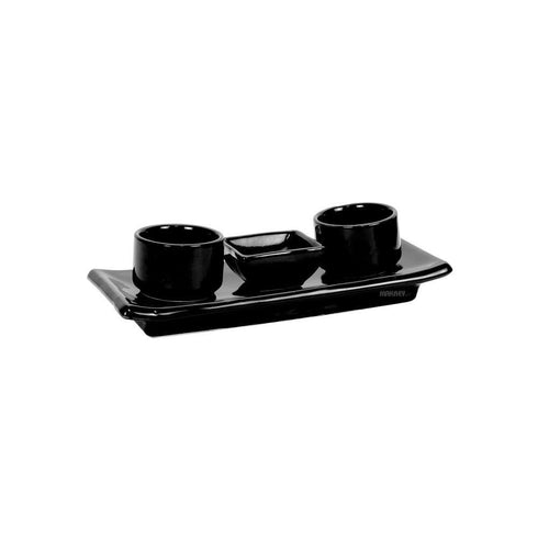 Ceramic Condiment Set Blk Shiny