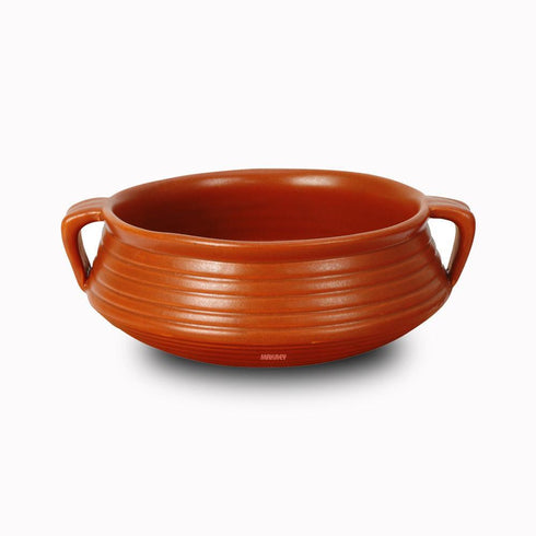 Ceramic Biryani Handi Lagan Rippled w/2Hdls Tc